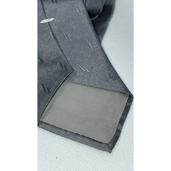 Stringbeans Plus Mens Gray Silk Embroidered Geometric Pattern Tie Made in USA - Picture 3 of 9